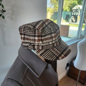 Karma Women's Plaid Hat in Black, Brown, and Cream
